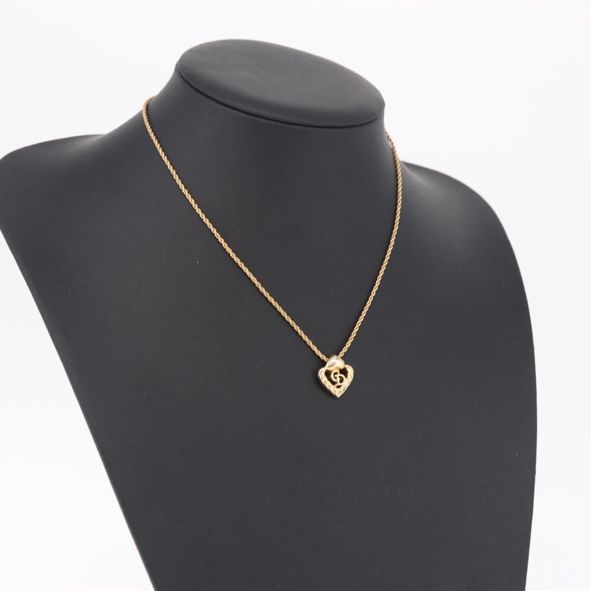 Christian Dior Vintage CD Heart Pendant Metal, Gold, Metal, Necklace