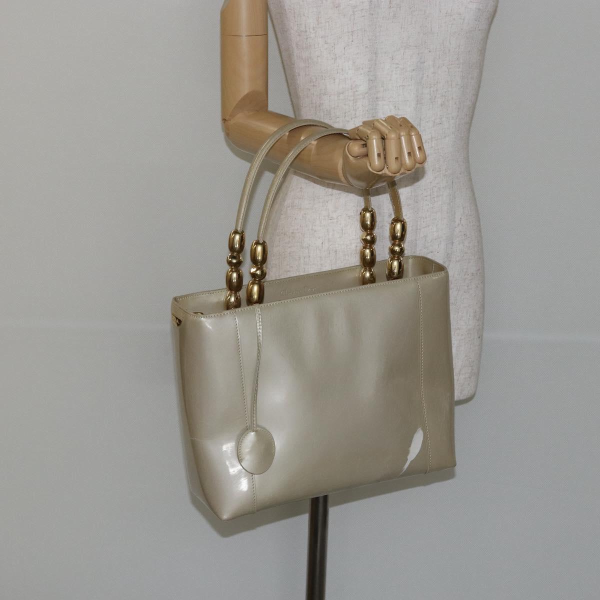 Christian Dior Diorissimo Tote Patent leather, BEIGE, LEATHER, Tote bag