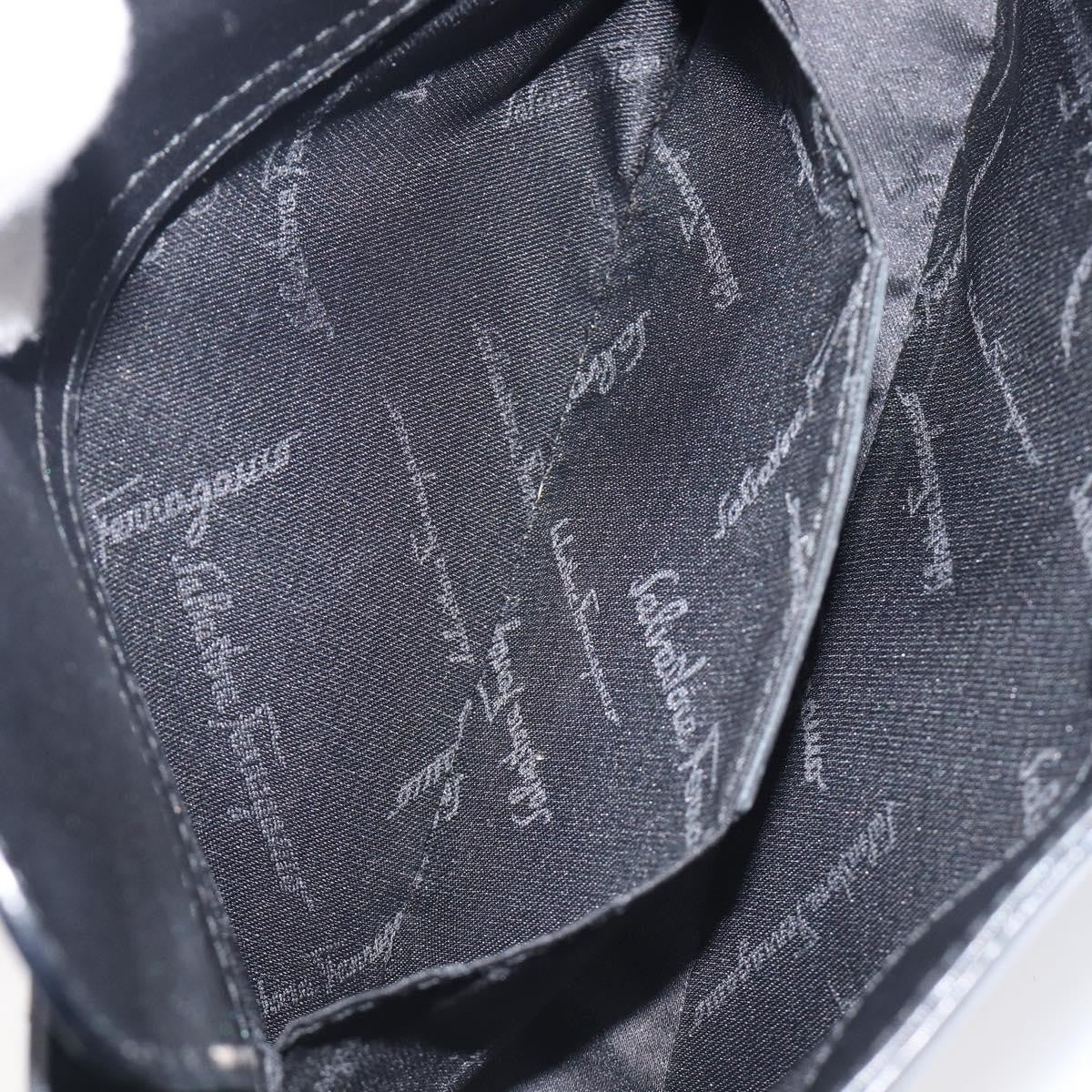 Salvatore Ferragamo Gancini Leather, Black, Leather, Shoulder Bag