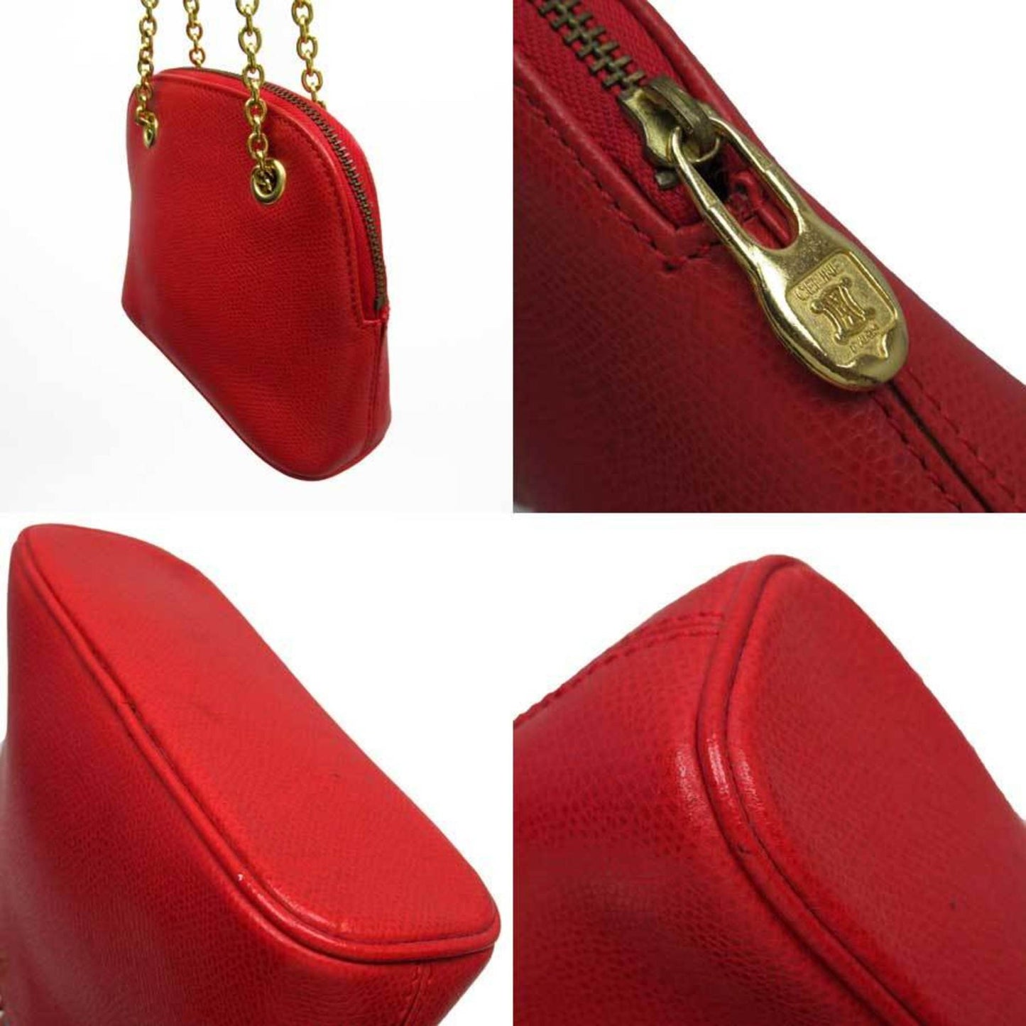 Céline, Red, Leather, clutch