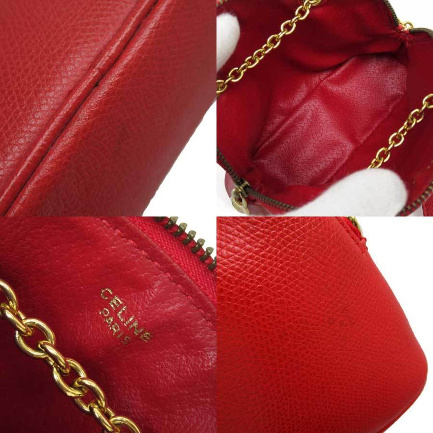 Céline, Red, Leather, clutch