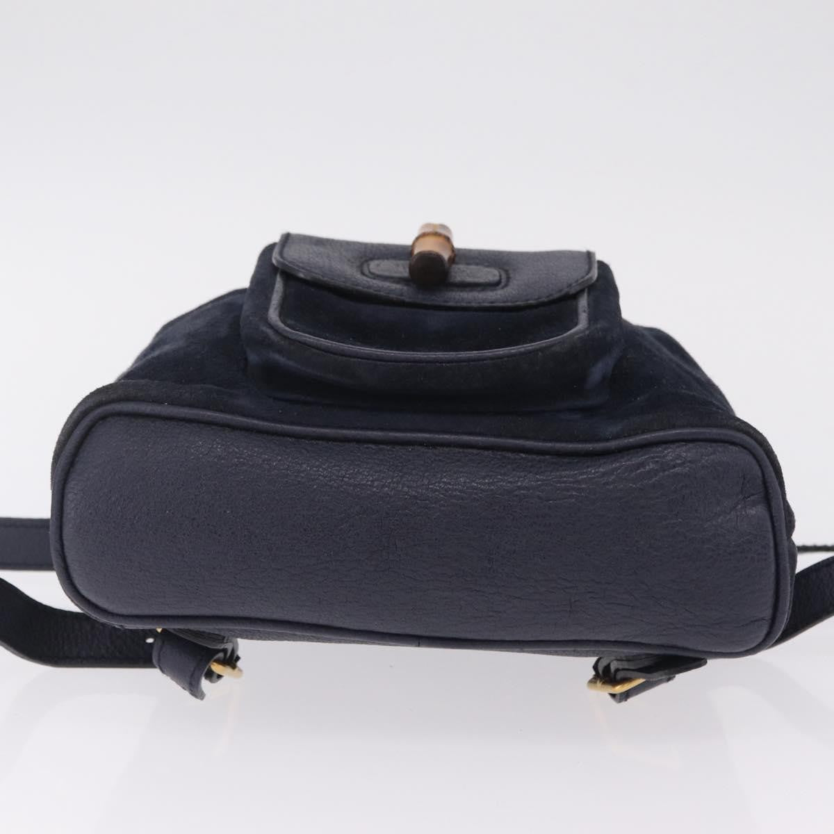 Gucci Vintage Bamboo Suede, Navy, Suede, Backpack