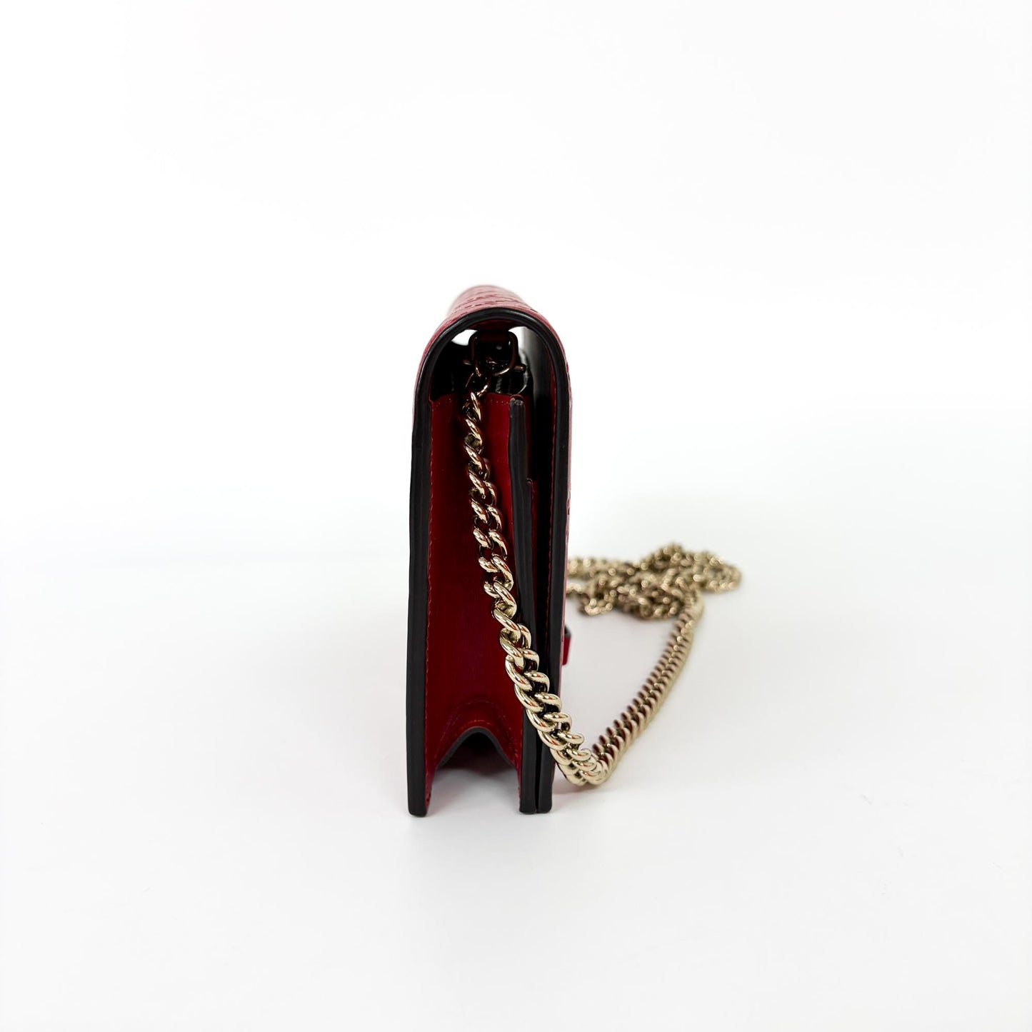 Gucci Chain Bag Wallet Red leather, Red, Leather, Shoulder Bag