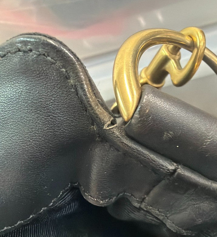 Gucci Vintage Bamboo Hobo Suede, Black, Suede, Shoulder Bag