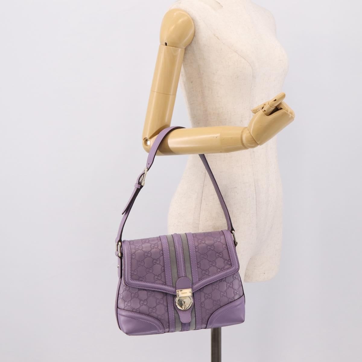 Gucci Web Flap Guccissima, Purple, Leather, Shoulder Bag