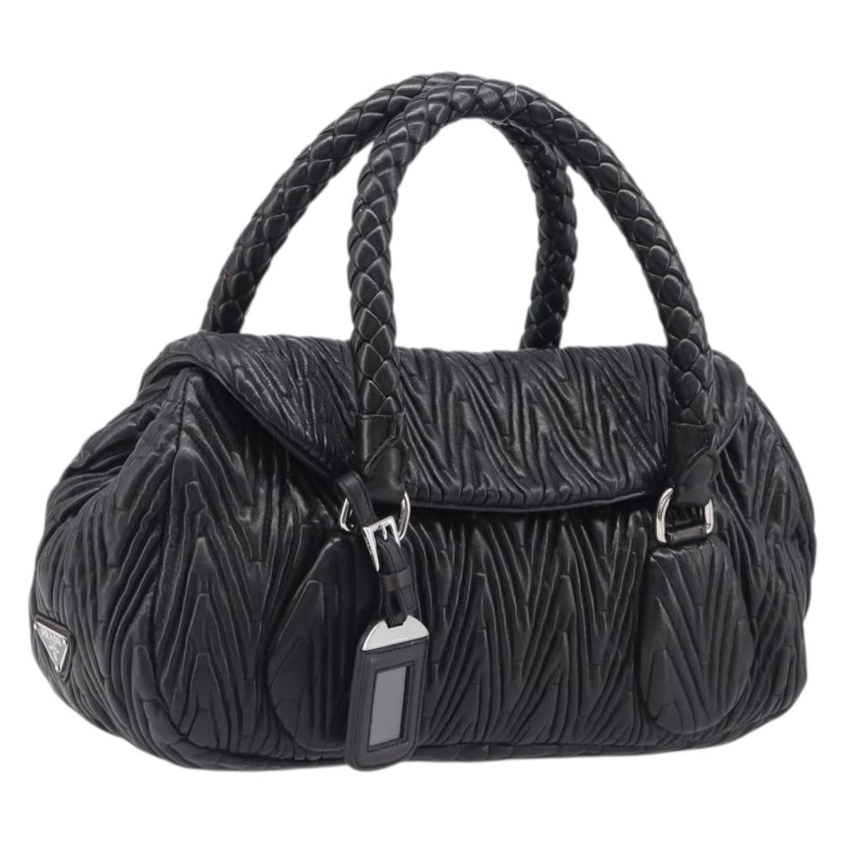 Prada Flap Chevron Nappa, Black, Leather, Shoulder Bag