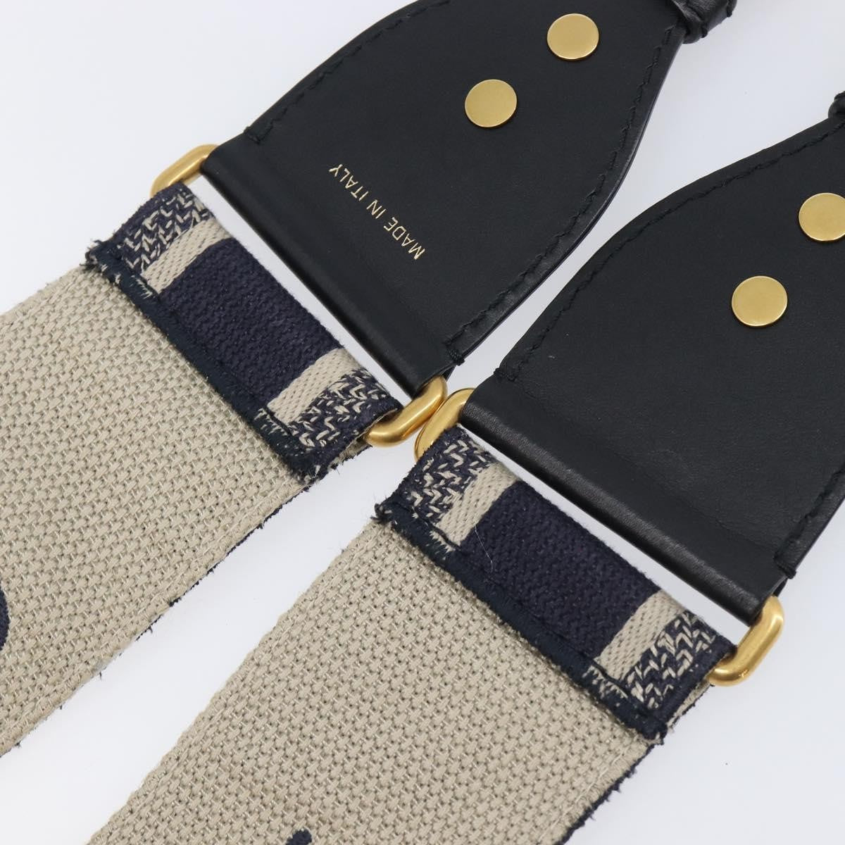 Christian Dior Shoulder Strap Embellished Canvas, Navy, Canvas, Straps