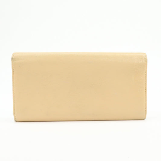 Chanel Camellia Flap Leather, Beige, Calfskin, Wallet
