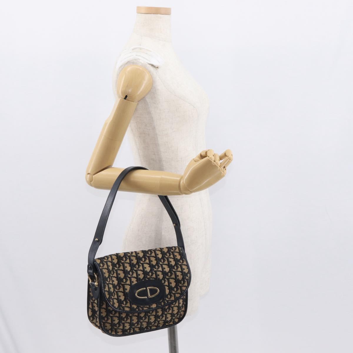 Christian Dior Vintage Trotter Shoulder Bag Canvas, NAVY, CANVAS, Shoulder bag