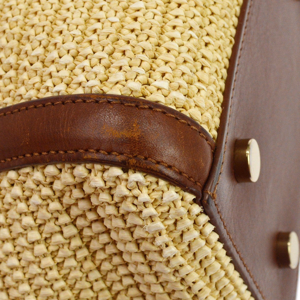 Saint Laurent Monogram Cabas Downtown Straw, Beige, Leather, Tote Bag