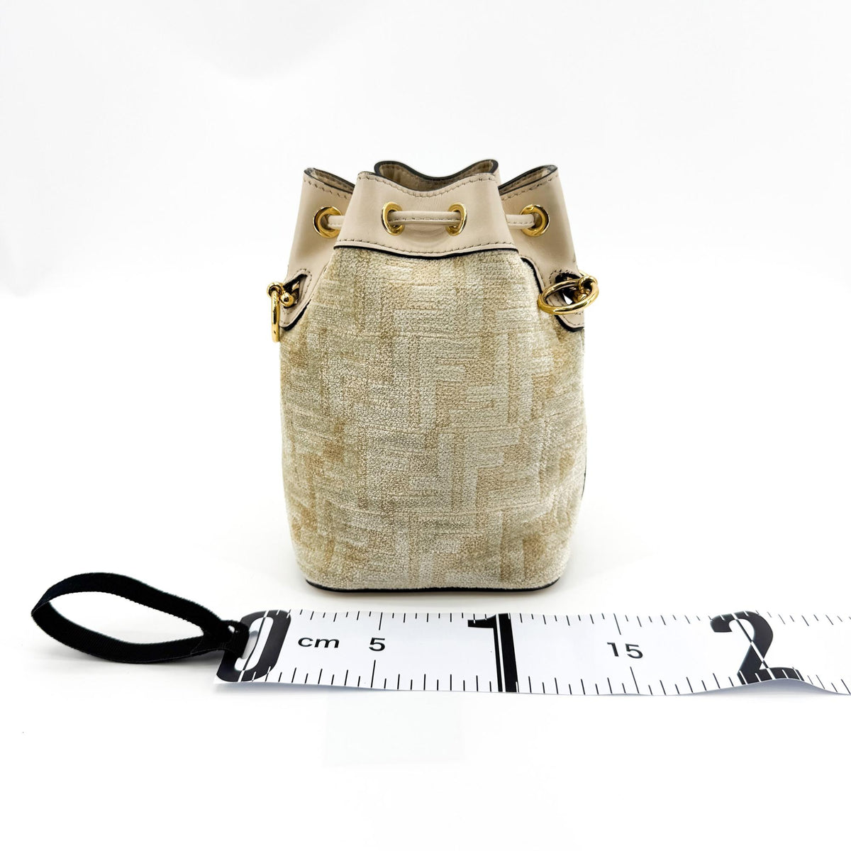 Fendi Mon Tresor Bucket Zucca Velvet Jacquard, Beige, Velvet, Handbag