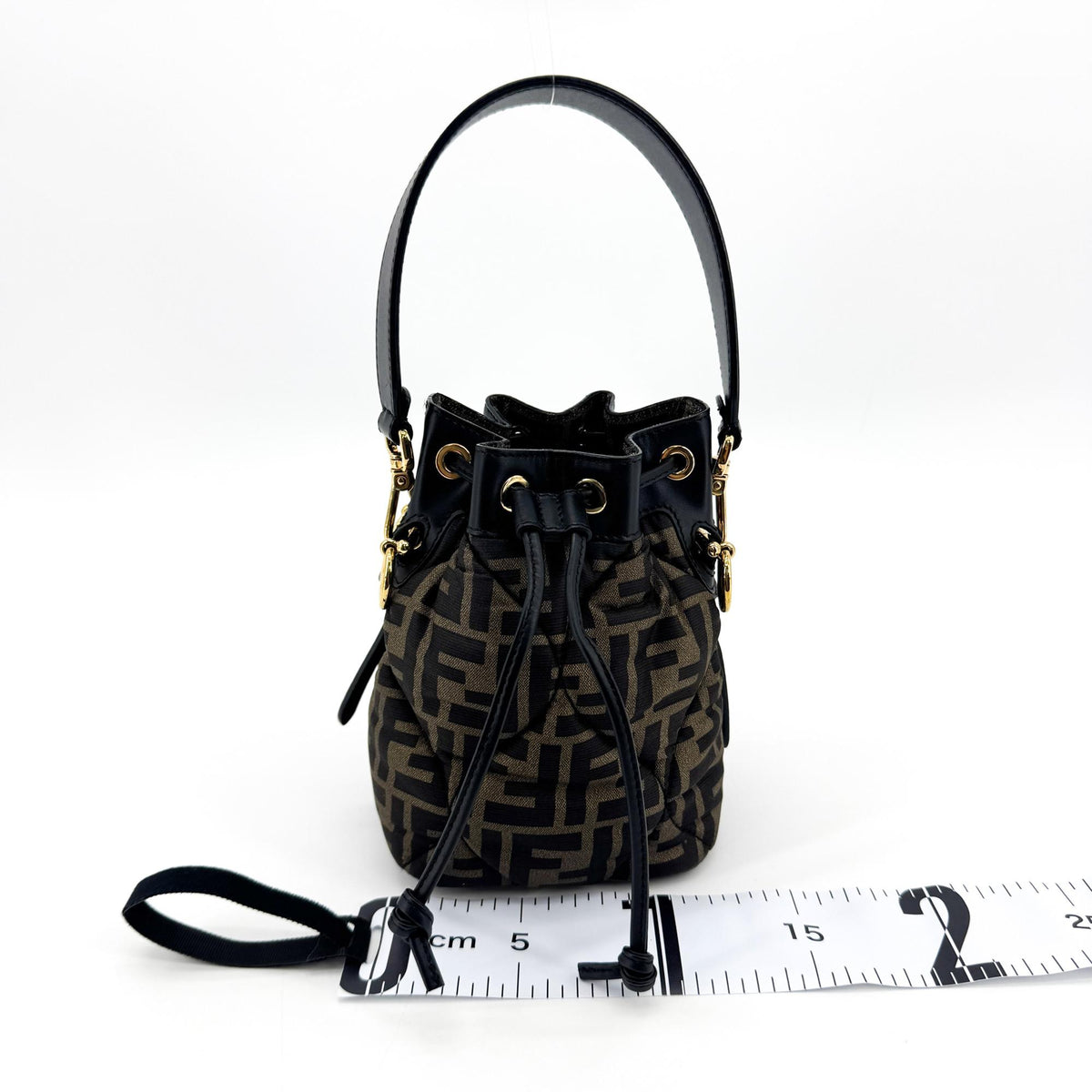 Fendi Mon Tresor Bucket Zucca Quilted Silk, Black, Canvas, Handbag