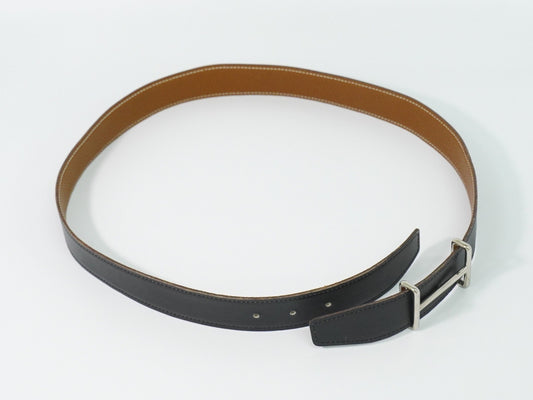Hermes H D'Ancre Reversible Belt Leather, Black, Leather, Belt