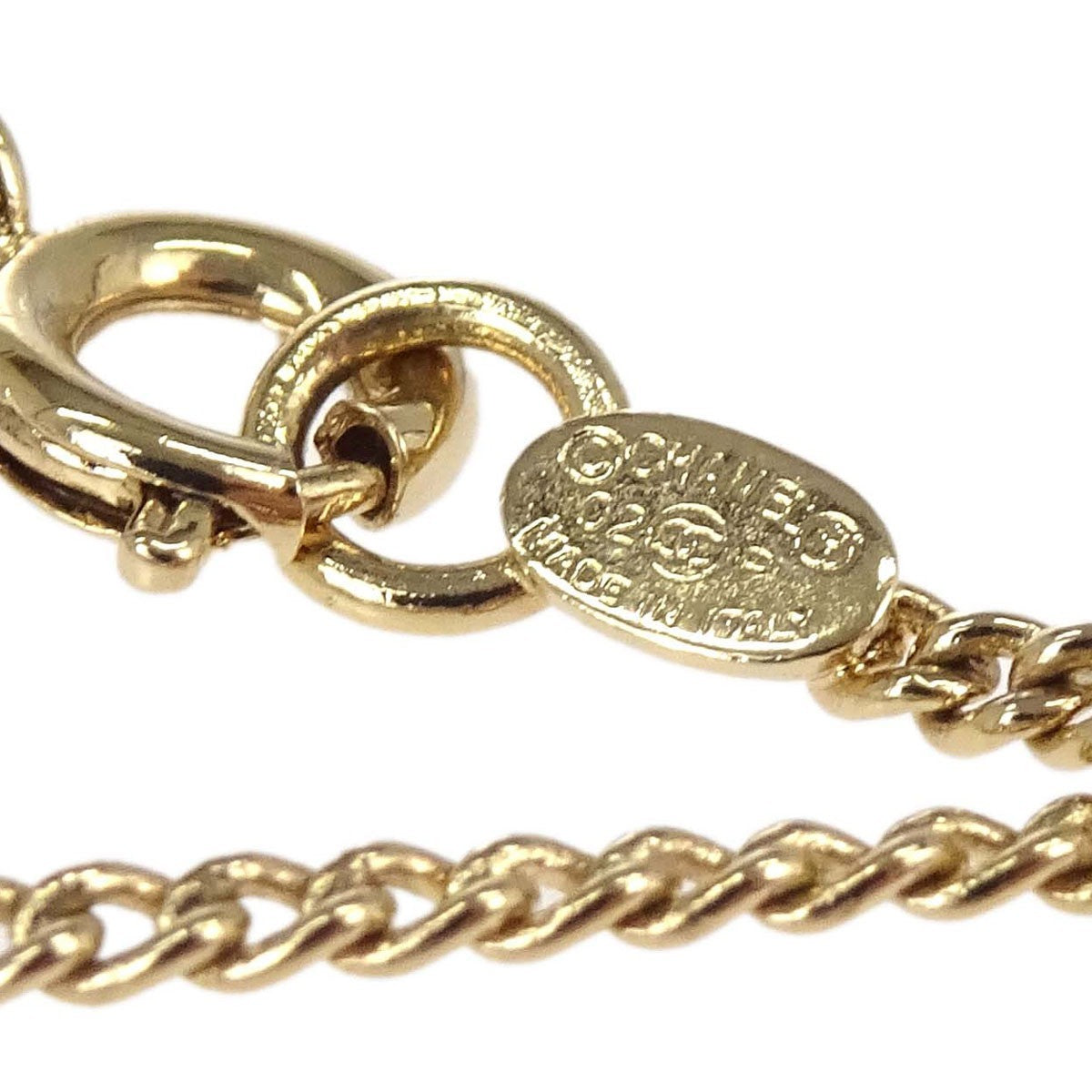 Chanel CC Square Pendant Metal with Crystals, Gold, Gold Plated, Necklace