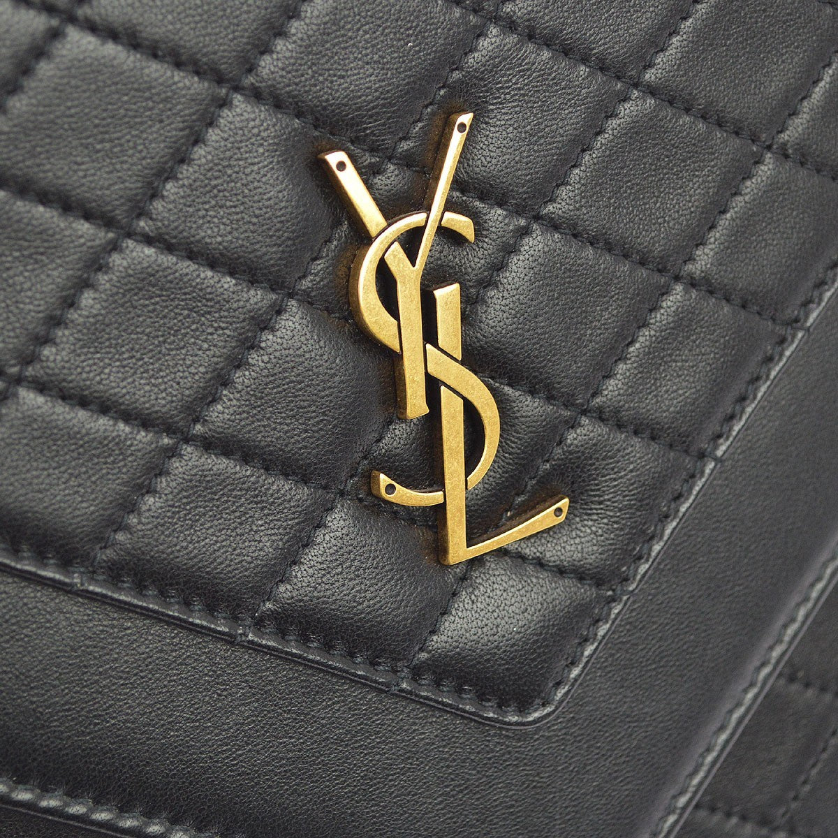 Saint Laurent Gaby Envelope Satchel Quilted Leather, Black, Leather, Handbag