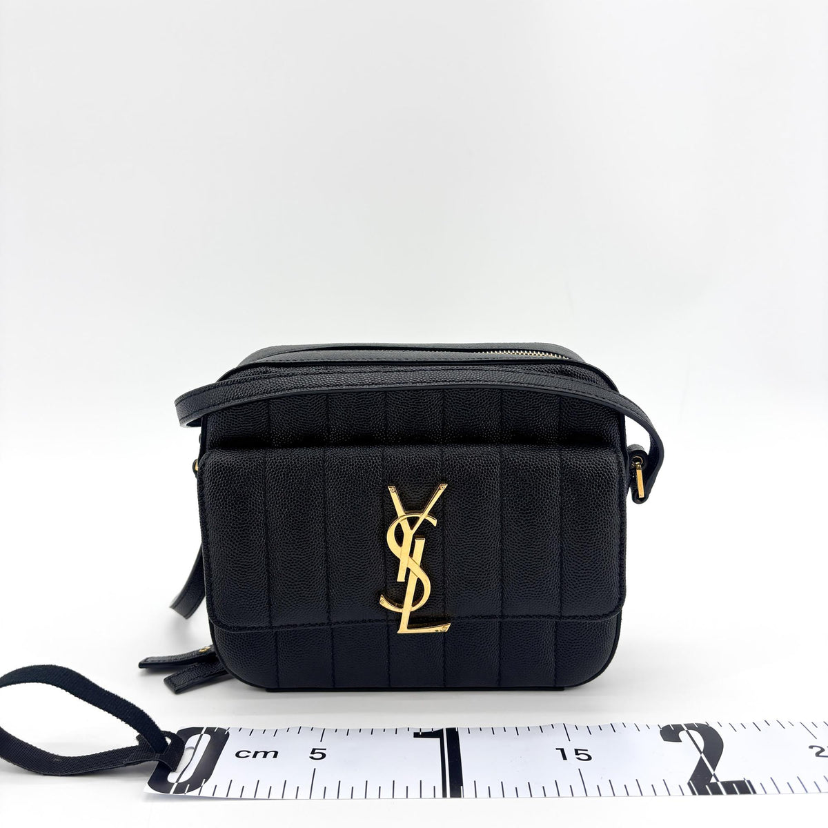 Saint Laurent Vicky Camera Vertical Quilted Leather, Black, Leather, Shoulder Bag