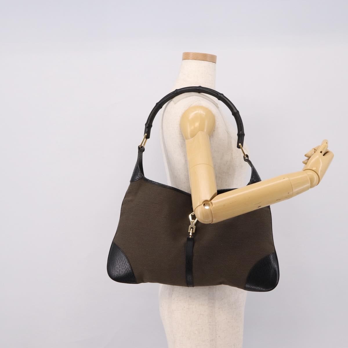 Gucci Bamboo Jackie Leather, Brown, Canvas, Handbag
