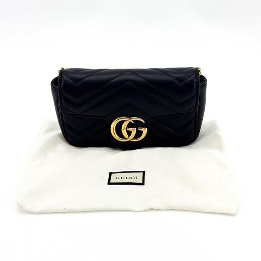 Gucci GG Marmont Leather, Black, Leather, Crossbody Bag
