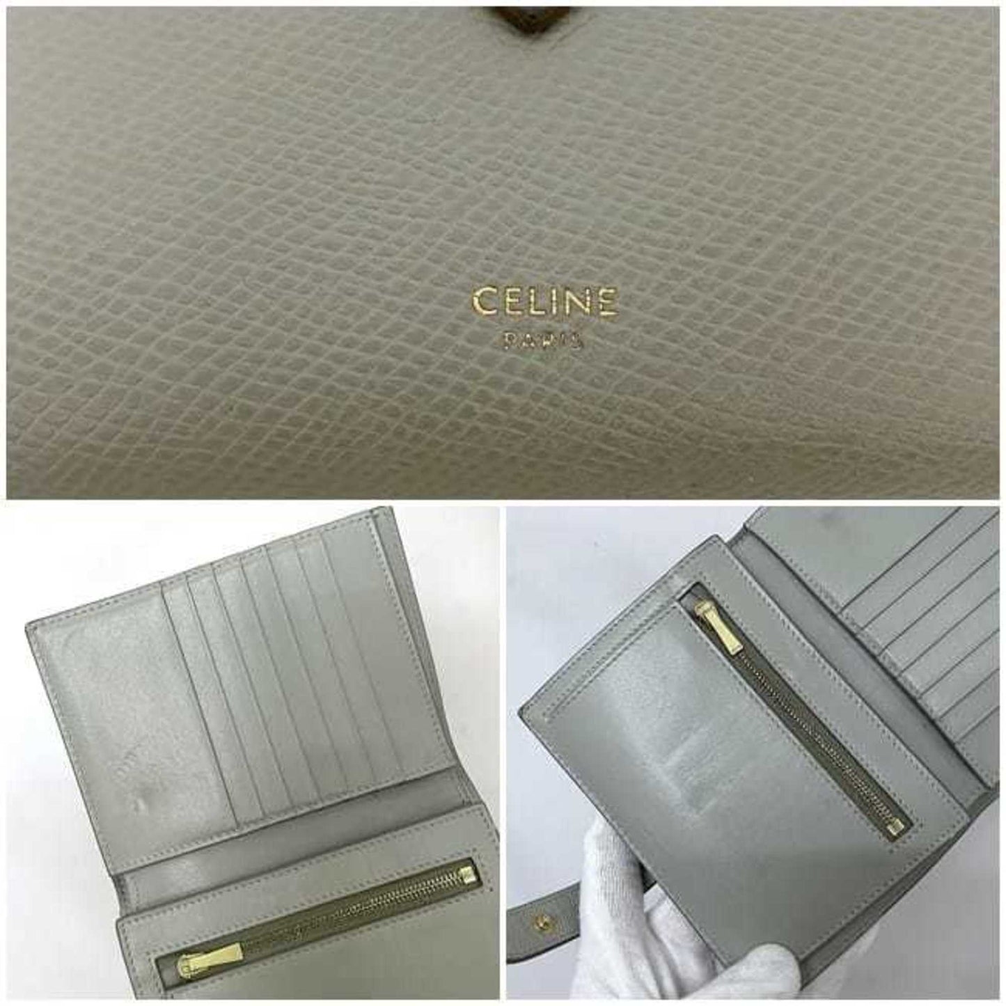 Céline, Grey, Leather, wallet