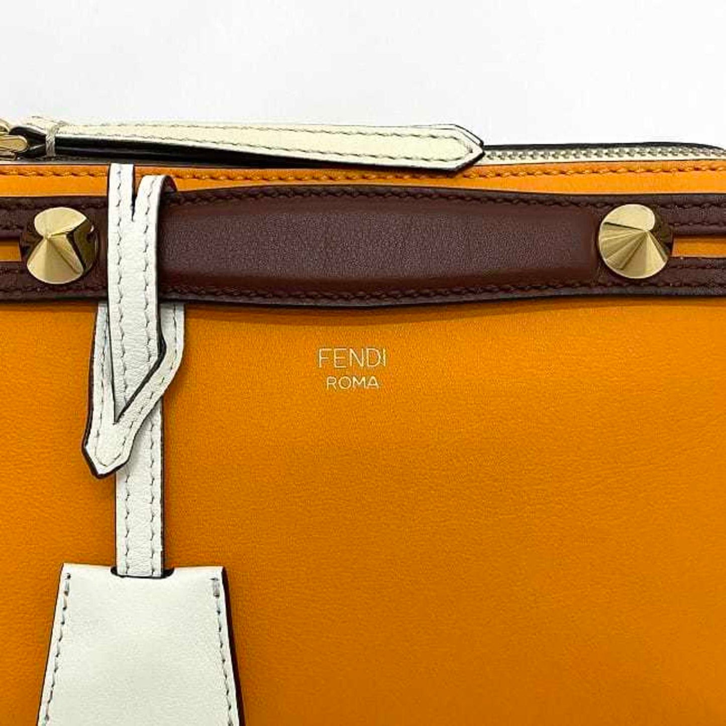 Fendi By The Way Mini, Orange, Leather, shoulder