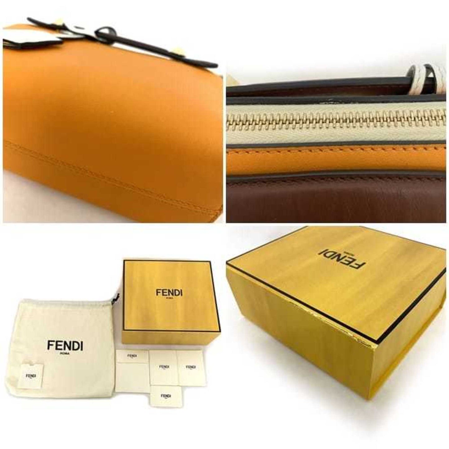 Fendi By The Way Mini, Orange, Leather, shoulder