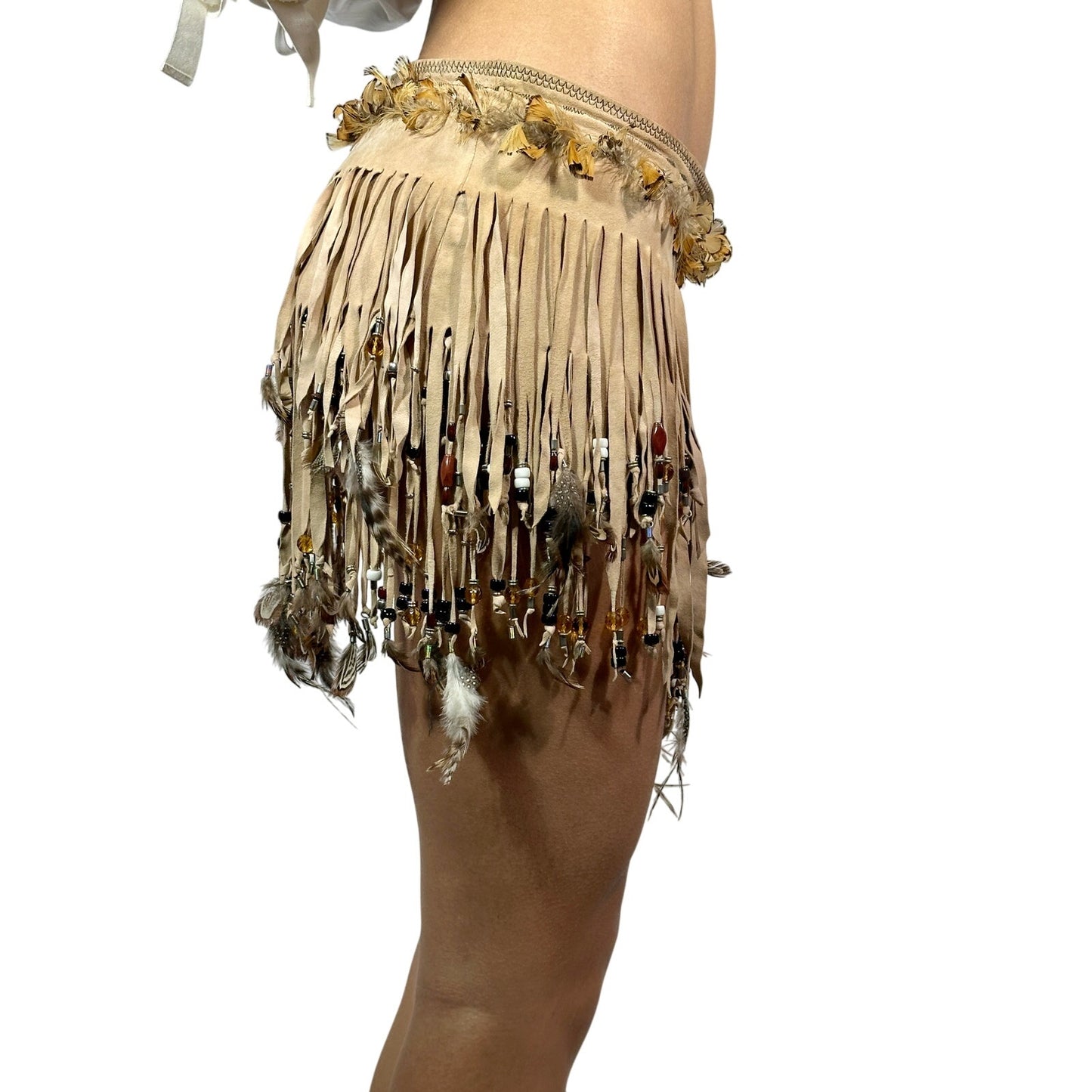 DOLCE & GABBANA Beaded Feather Fringe Skirt