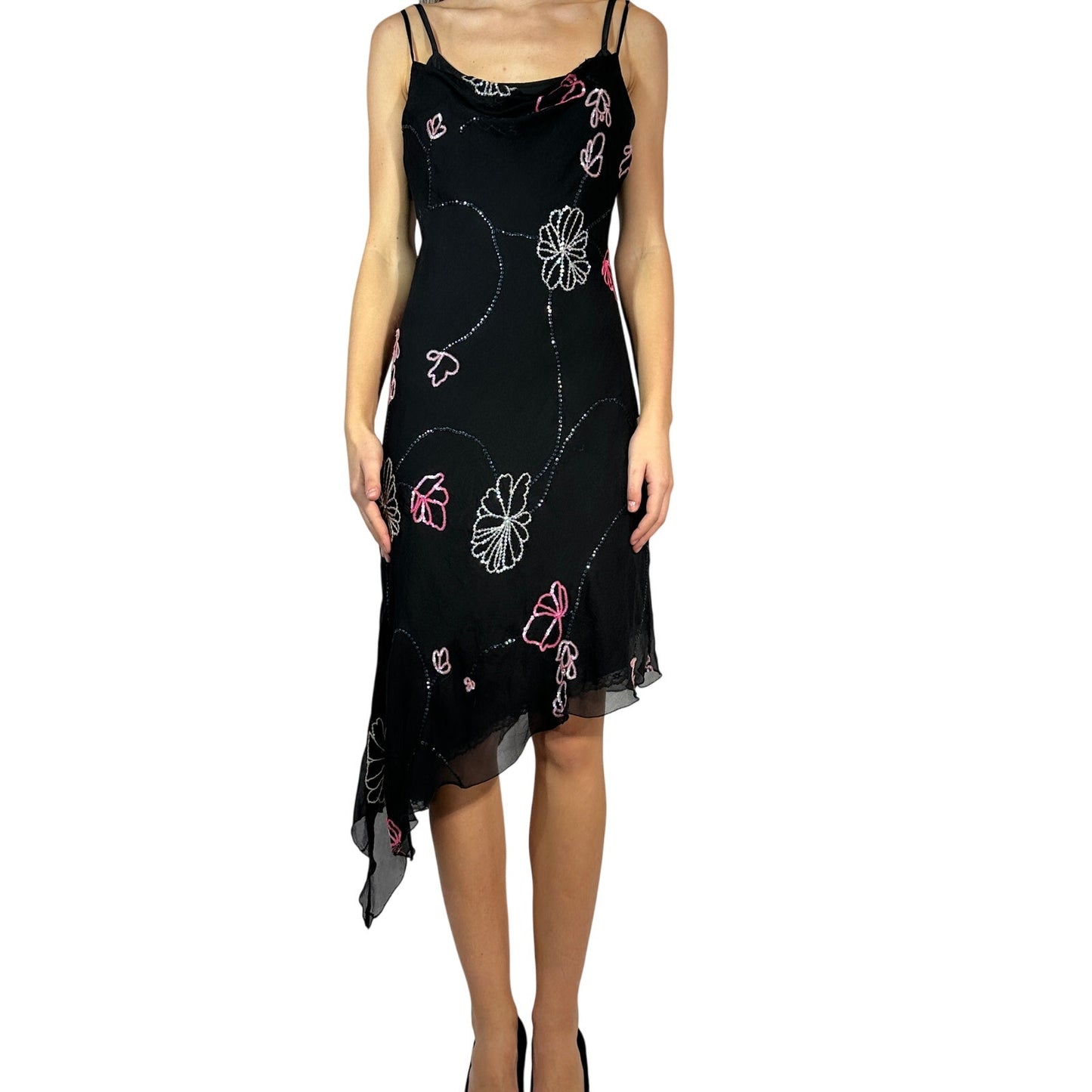 PINKO Sequin Asymmetrical Slip Dress
