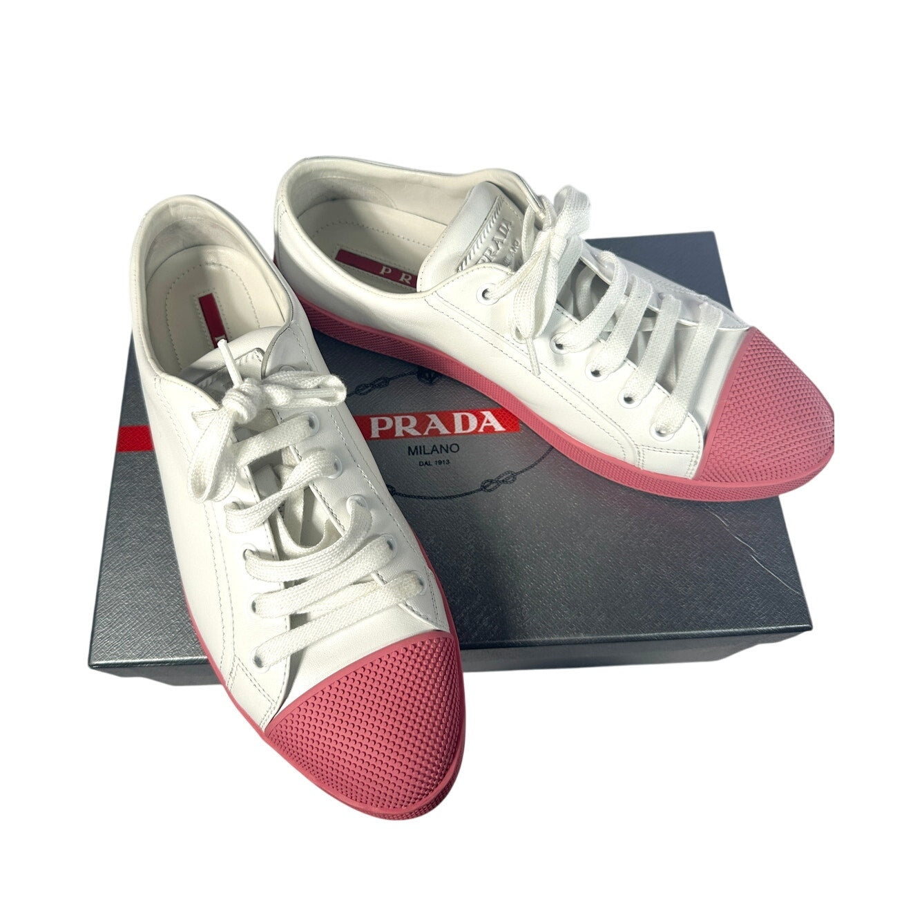 PRADA Δερμάτινα Αθλητικά Παπούτσια με Καπέλα