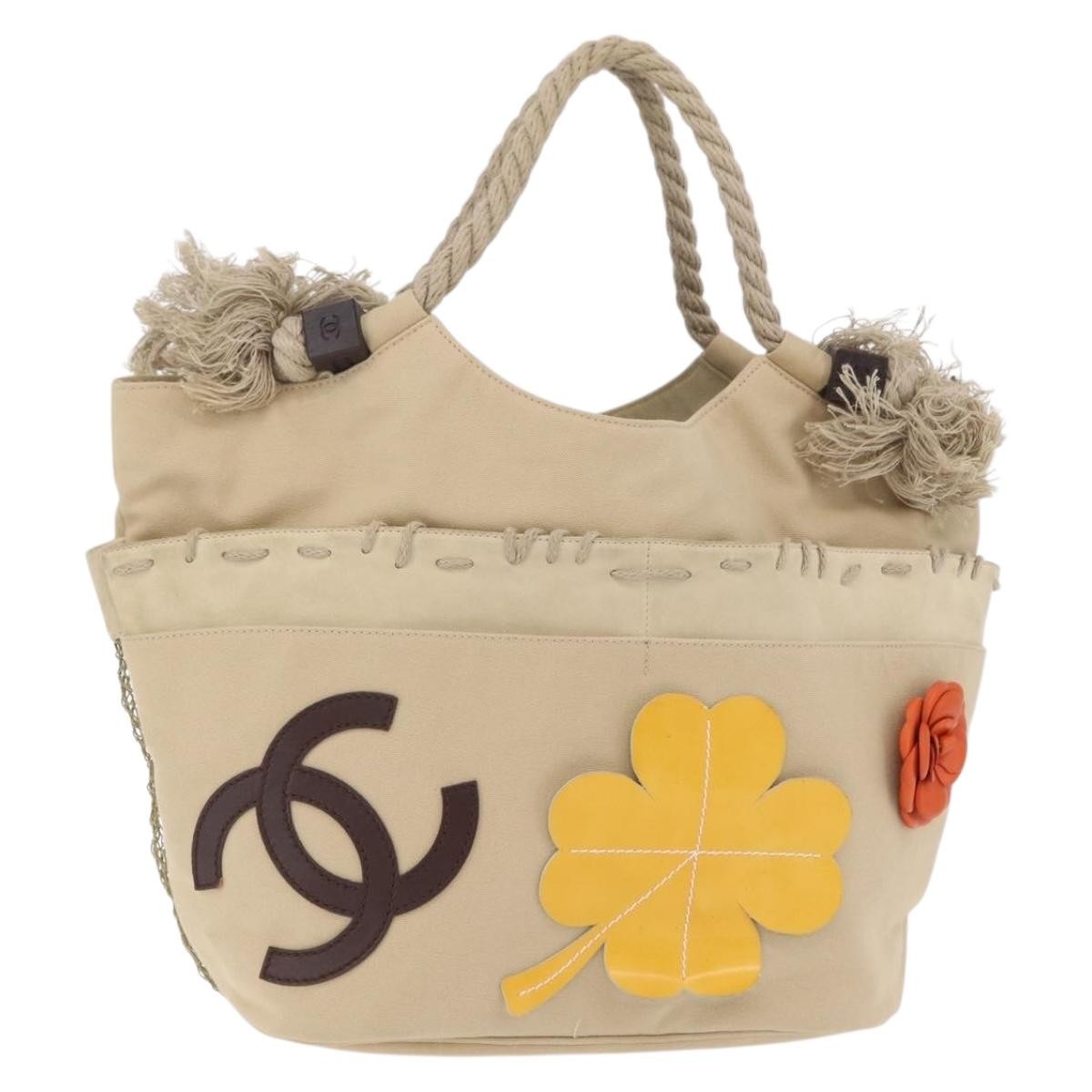 Chanel Camellia Flower Tote Canvas, Beige, Canvas, Tote Bag