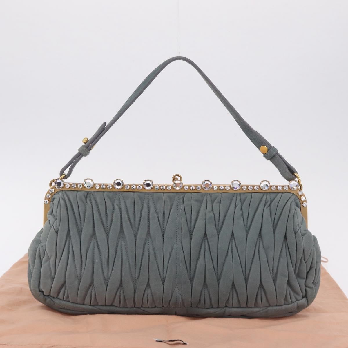 Miu Miu Matelassé Frame Clutch Matelassé Leather, Gray, Suede, Clutch