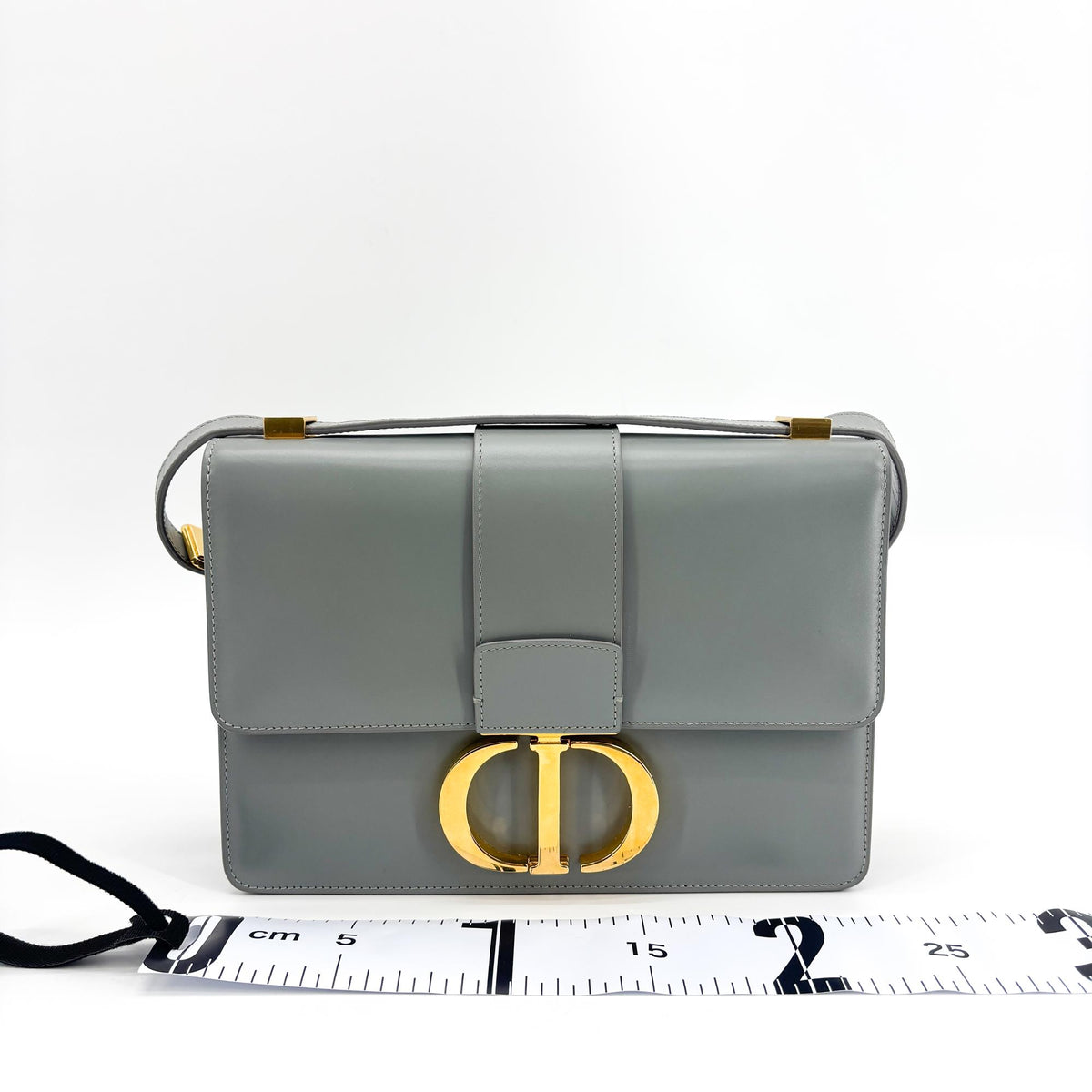 Christian Dior 30 Montaigne Box Leather, Gray, Calfskin, Handbag