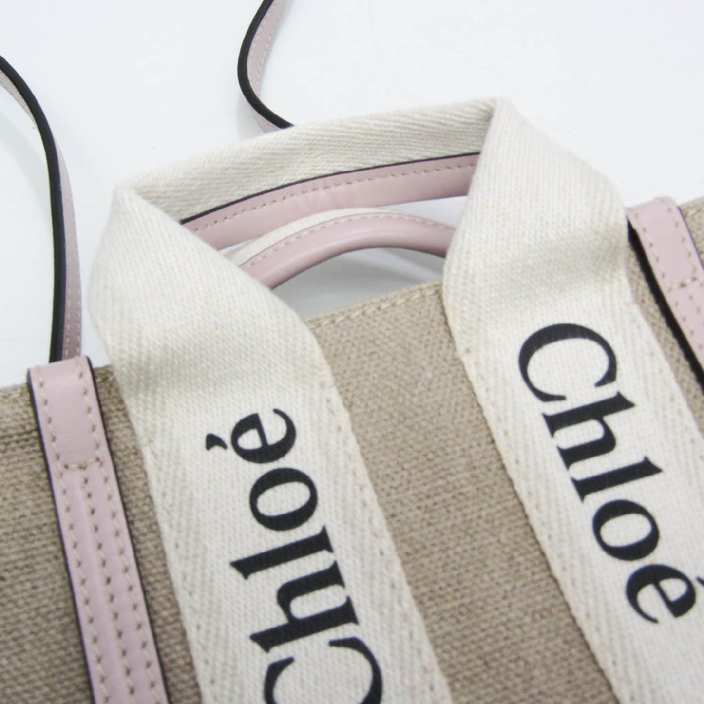 Chloé Woody, Beige, Canvas, tote