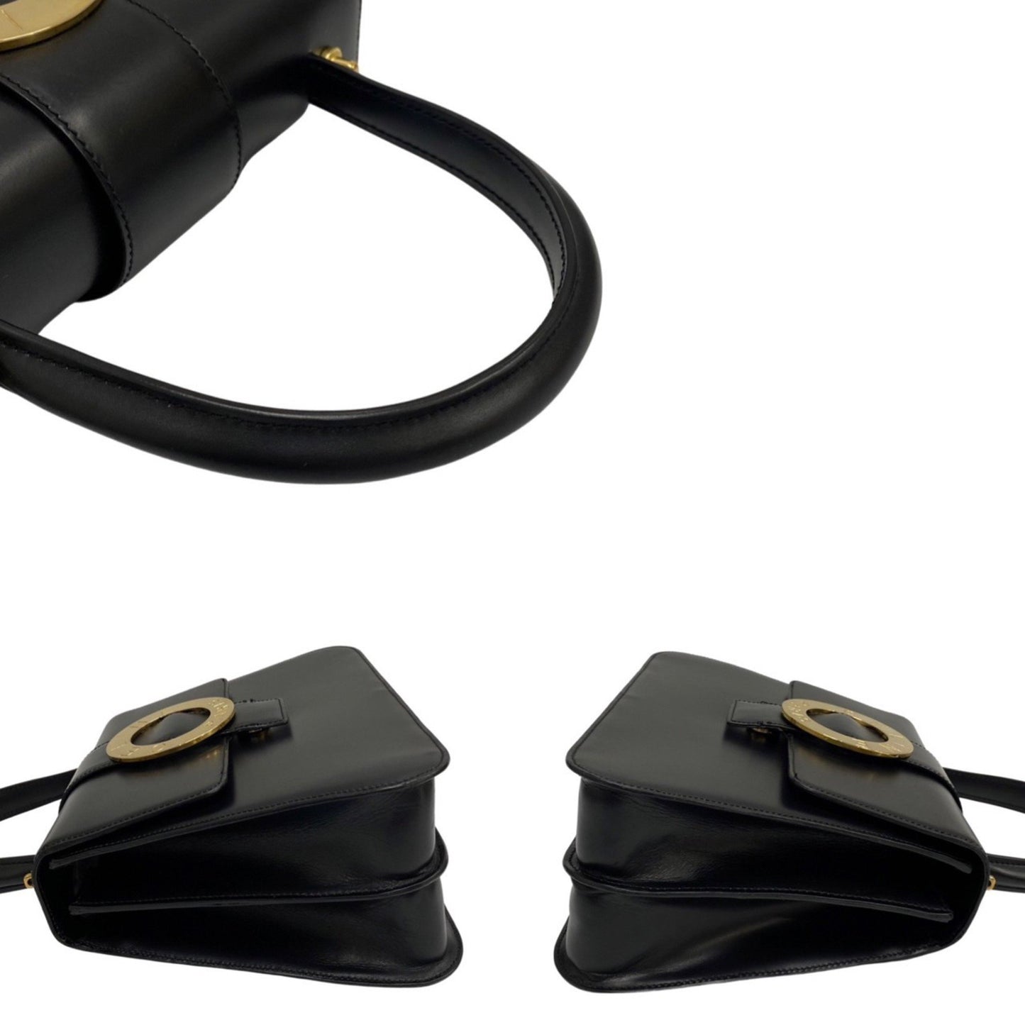 Céline Logo du cercle, Black, Leather, handbag