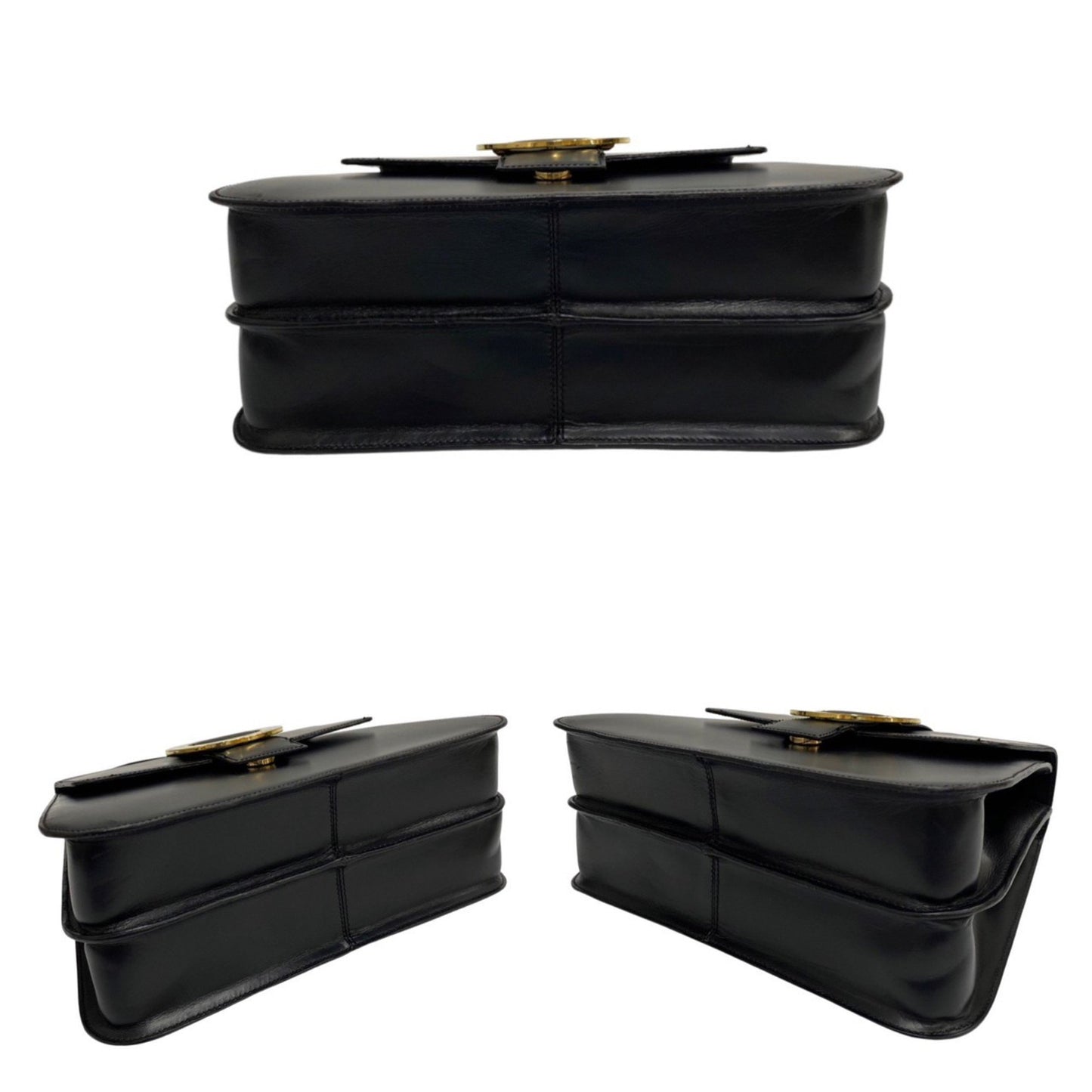 Céline Logo du cercle, Black, Leather, handbag