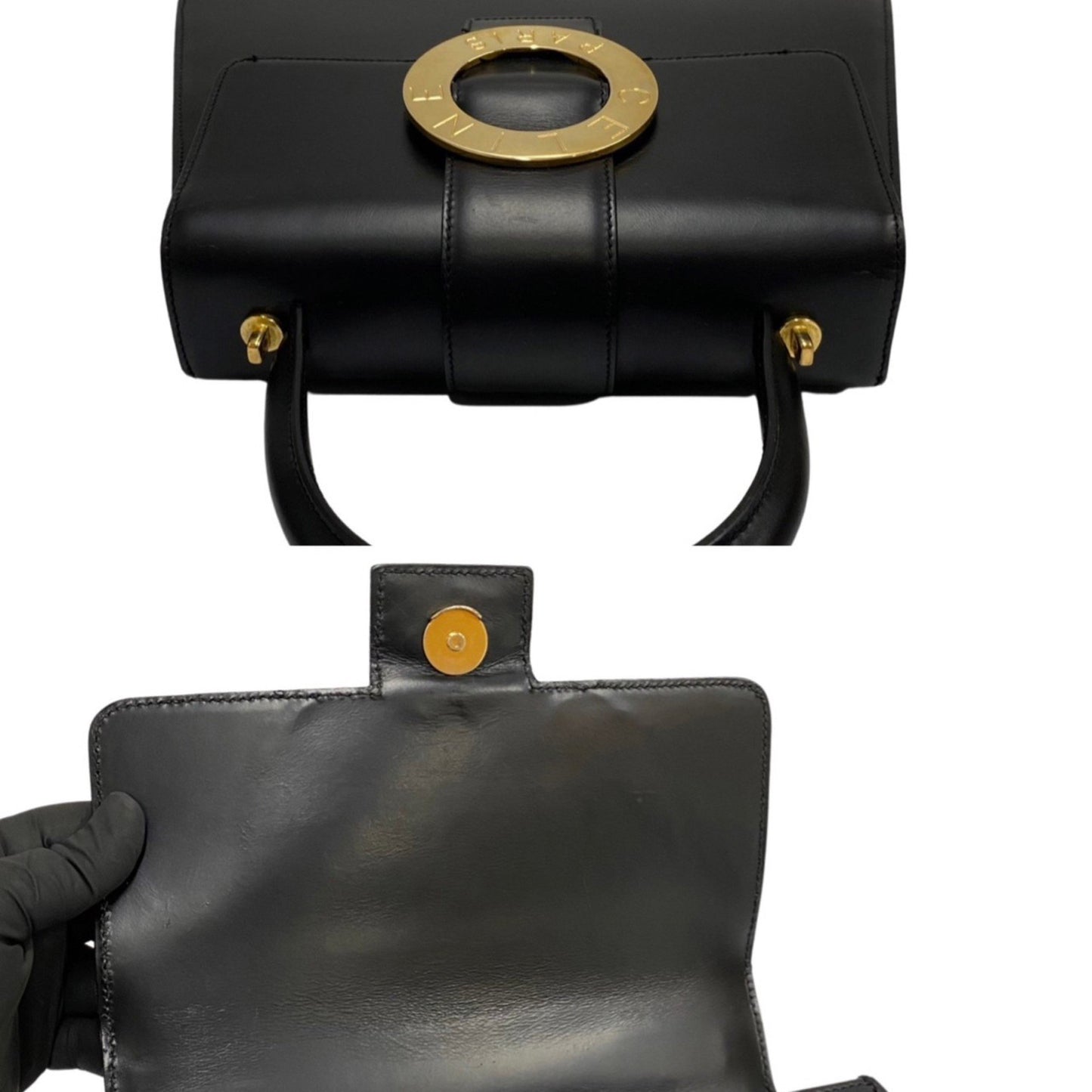 Céline Logo du cercle, Black, Leather, handbag