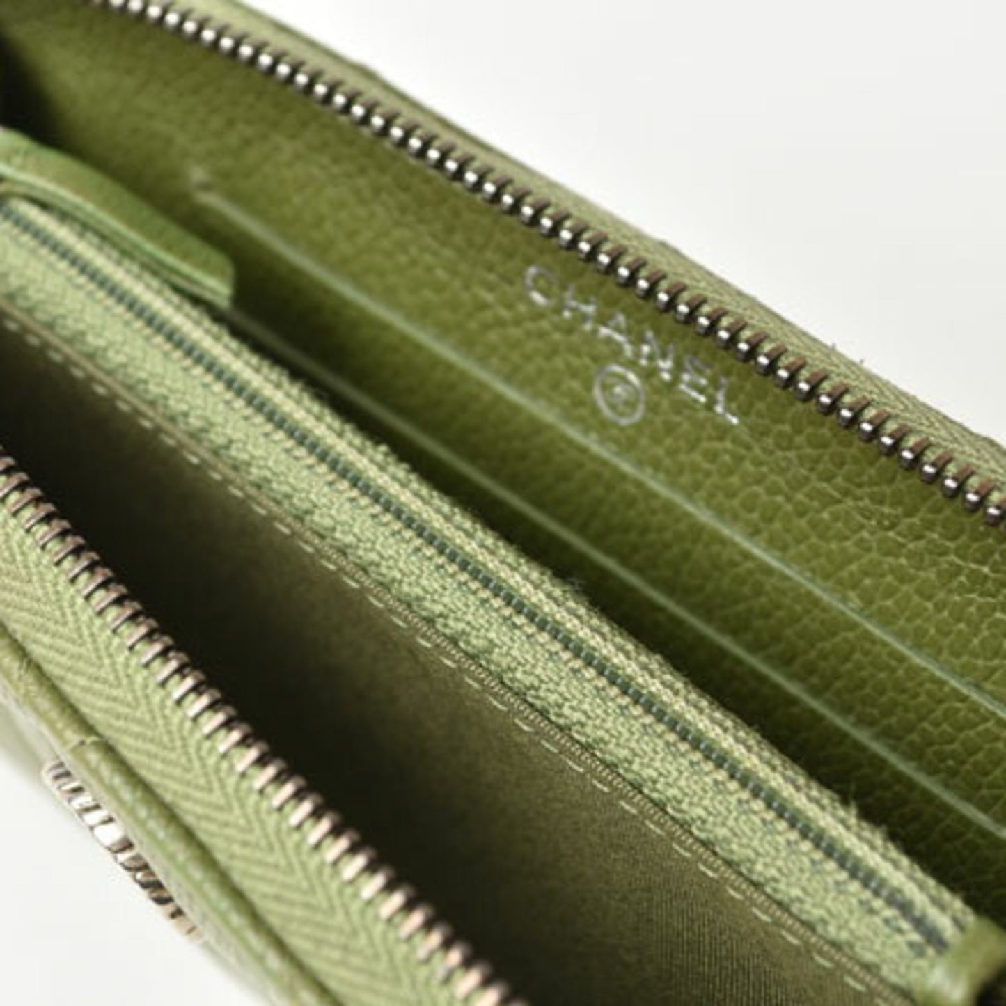 Chanel Matelassé, Green, Leather, wallet