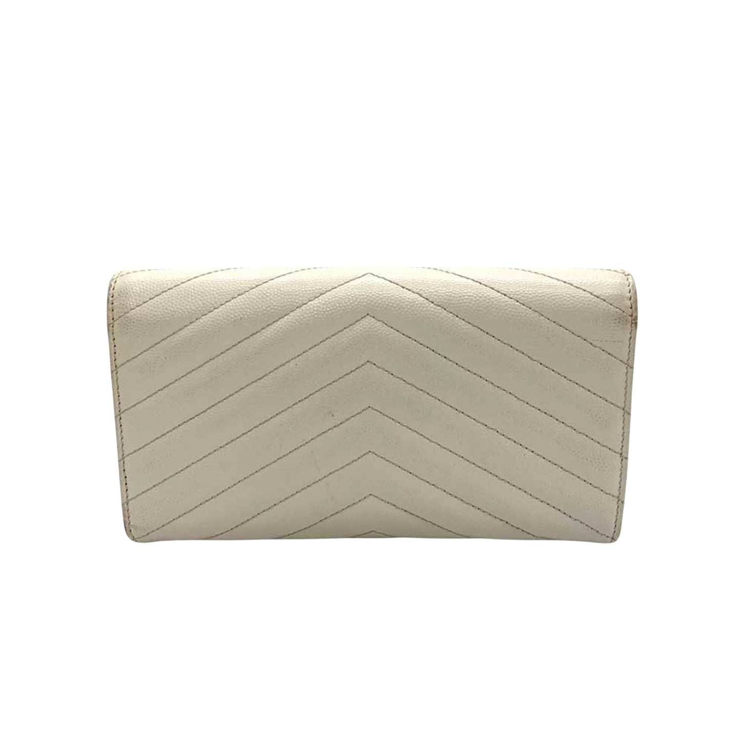 Saint Laurent Cassandra, White, Leather, wallet