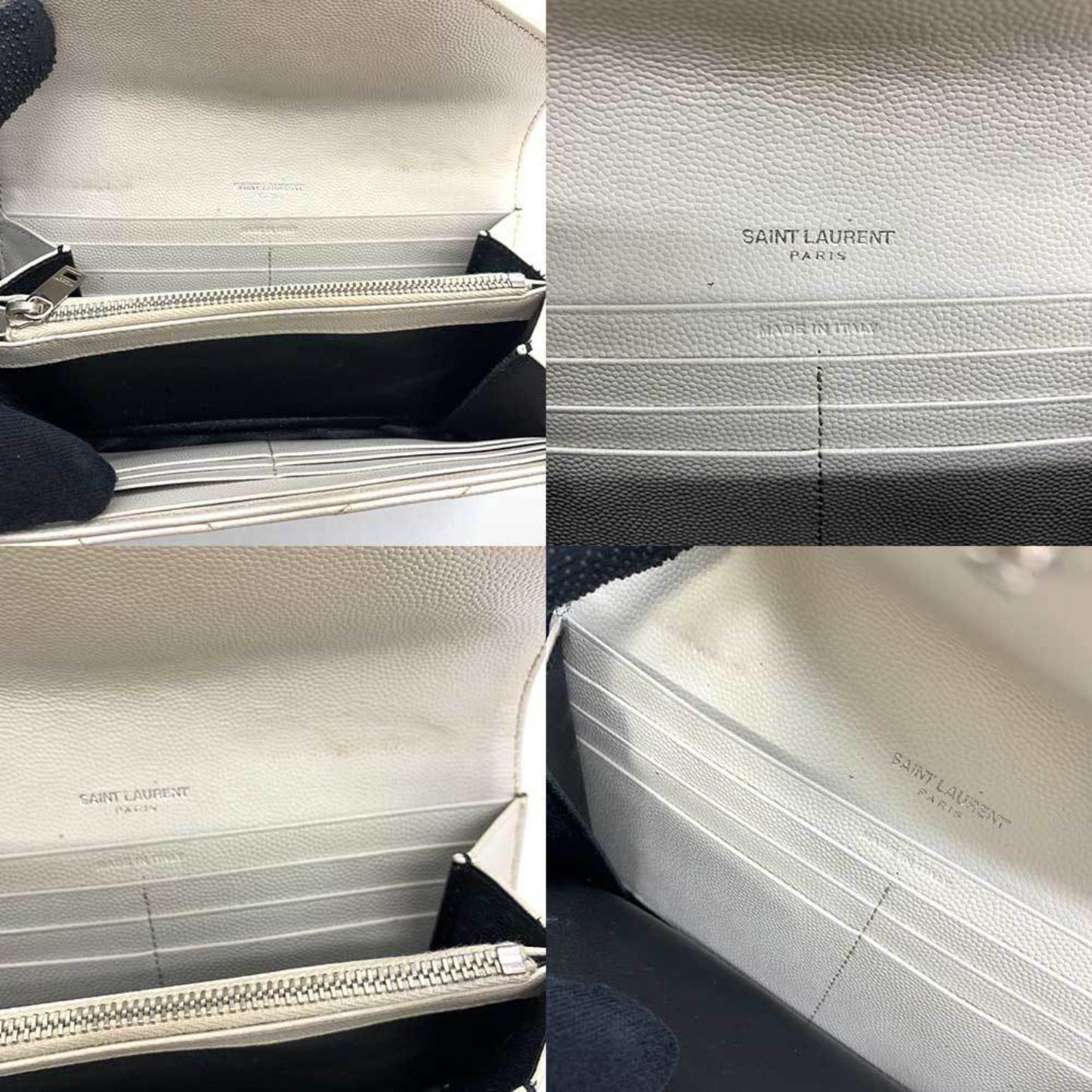 Saint Laurent Cassandra, White, Leather, wallet