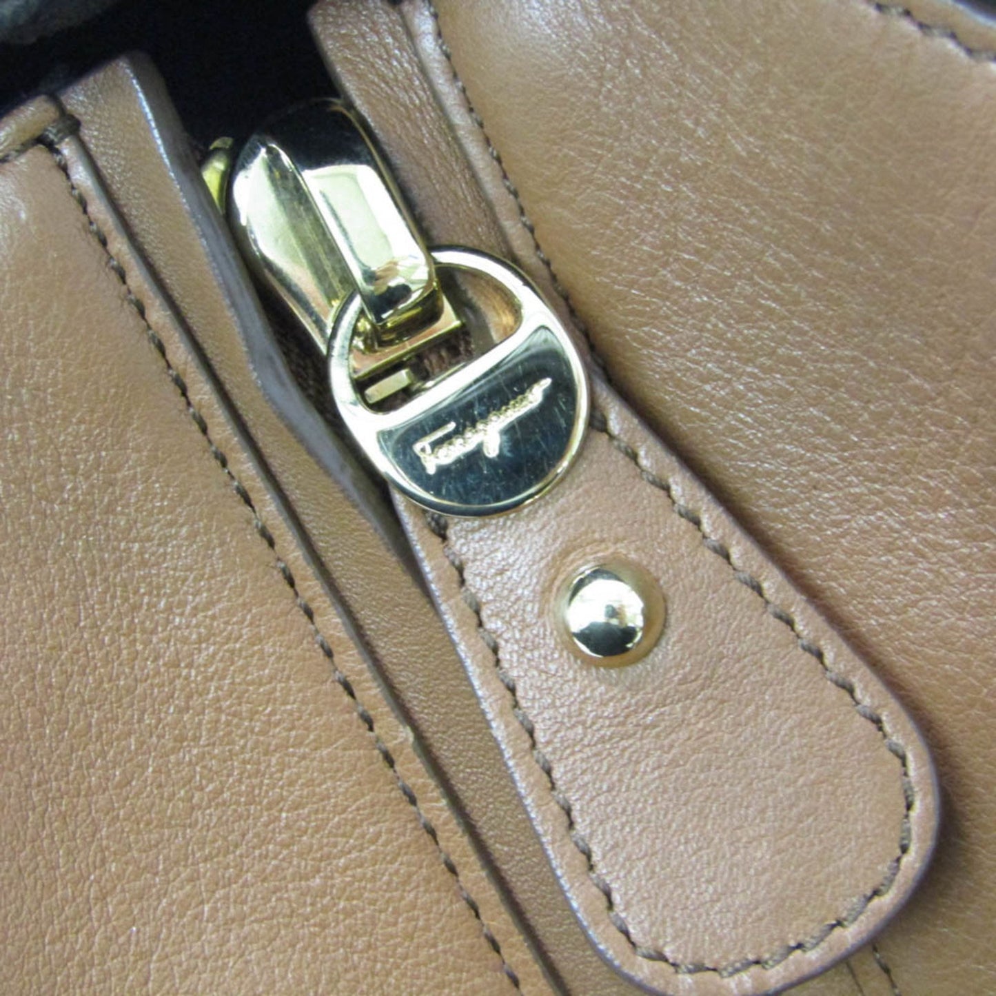 Salvatore Ferragamo Gancini, Brown, Leather, tote