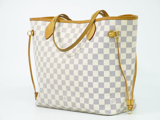 Louis Vuitton Neverfull Damier, White, Canvas, Tote Bag