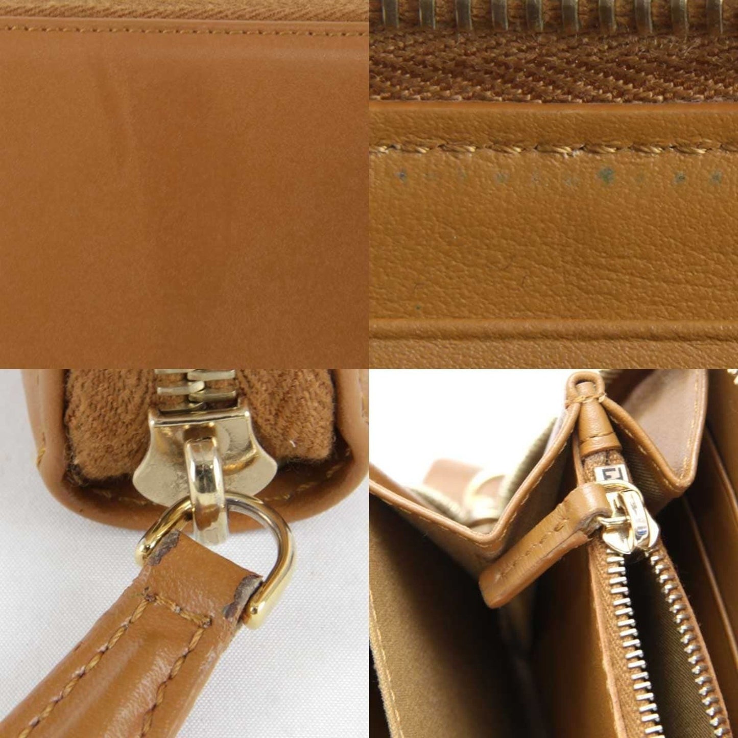 Fendi Dotcom Zip Around Wallet Leather, CAMEL, LEATHER, Wallets
