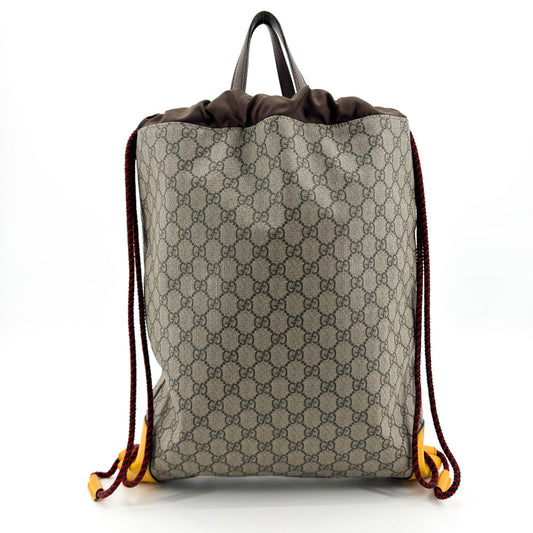 Gucci Neo Vintage Drawstring GG Coated Canvas, Brown, Canvas, Backpack