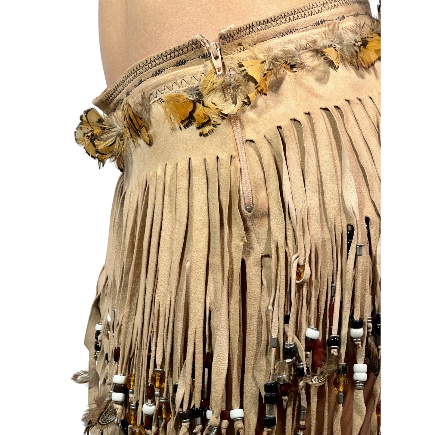 DOLCE & GABBANA Beaded Feather Fringe Skirt