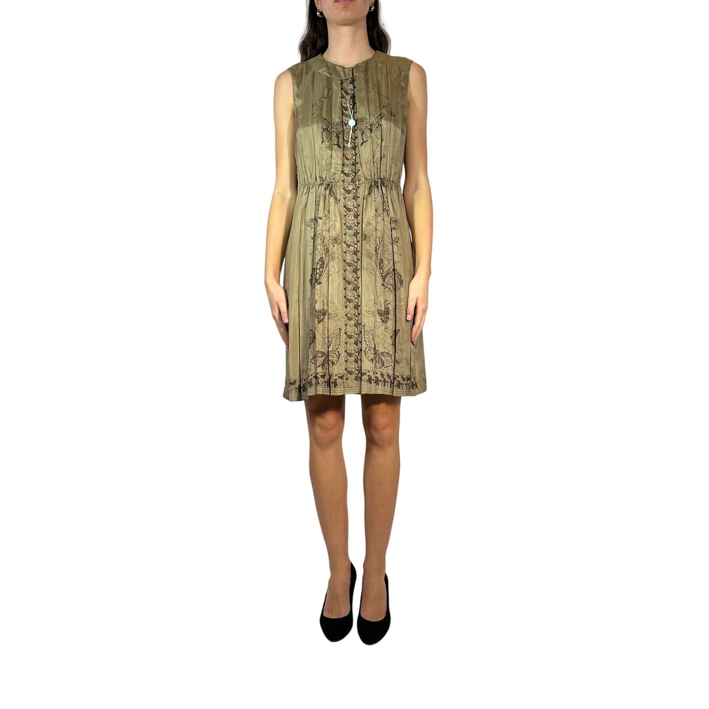 ALBERTA FERRETTI Pleated Silk Dress