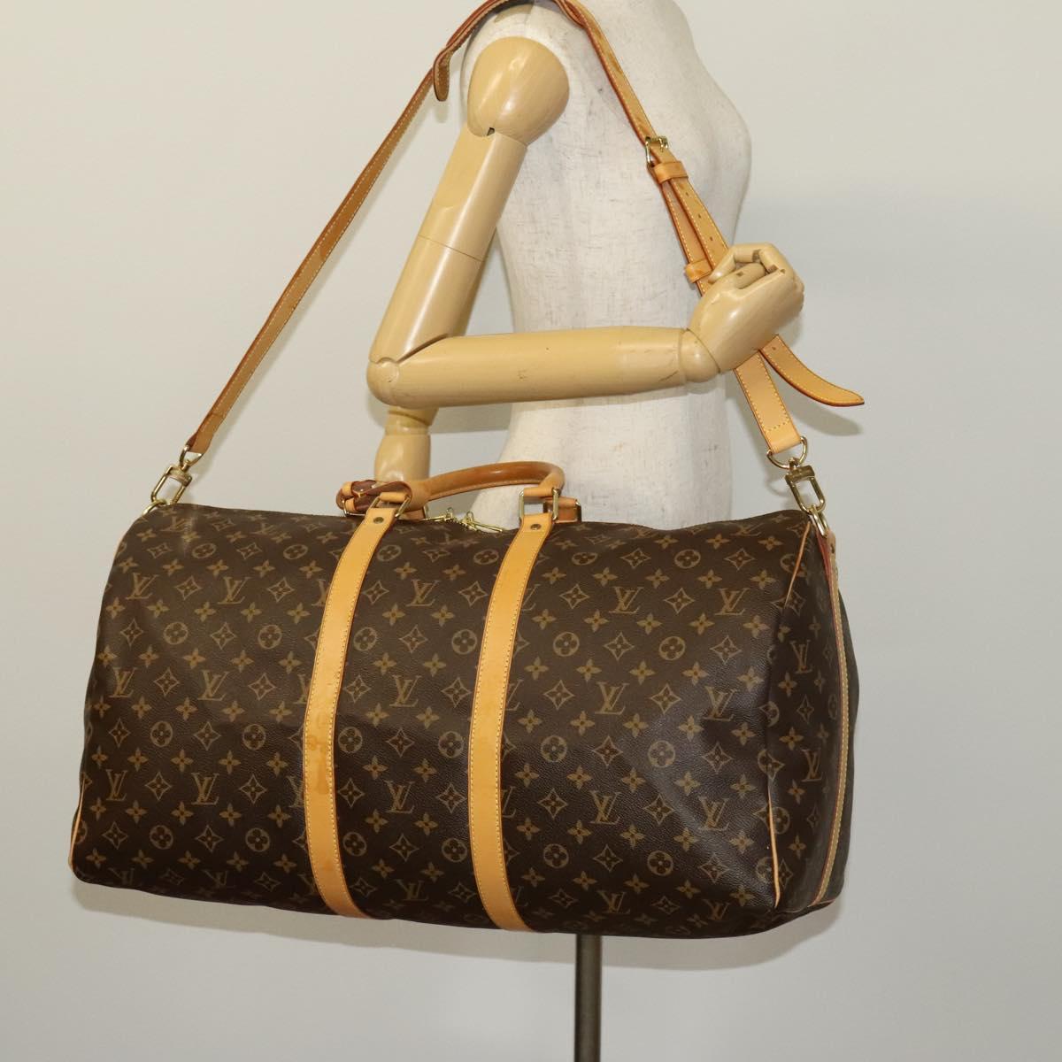 Louis Vuitton Keepall Bandouliere Bag Monogram Canvas, BROWN, CANVAS, Travel bag