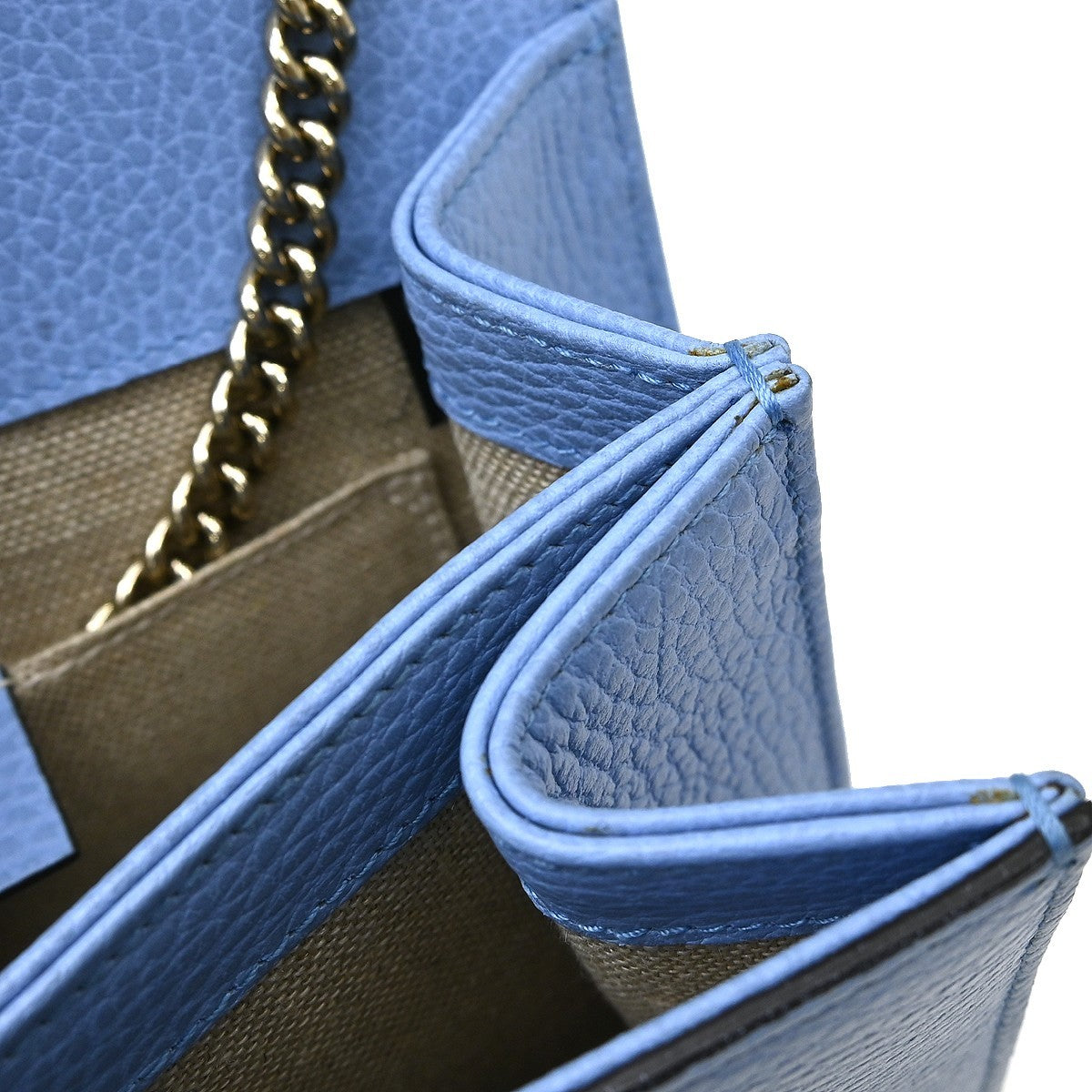 Gucci Interlocking Leather, Blue, Leather, Shoulder Bag