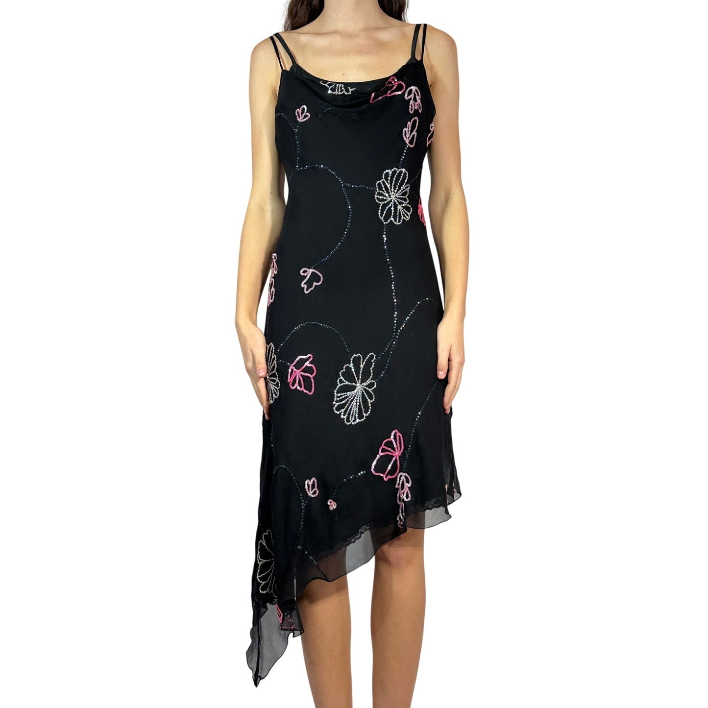 PINKO Sequin Asymmetrical Slip Dress