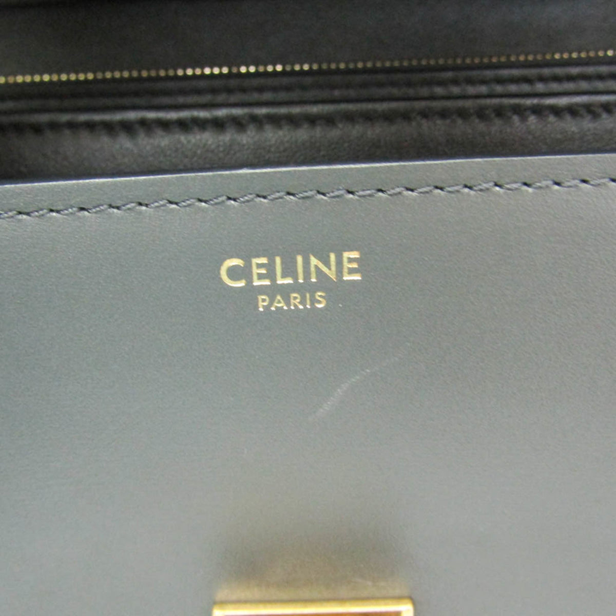 Celine Classic Box Smooth Leather, Gray, Leather, Handbag