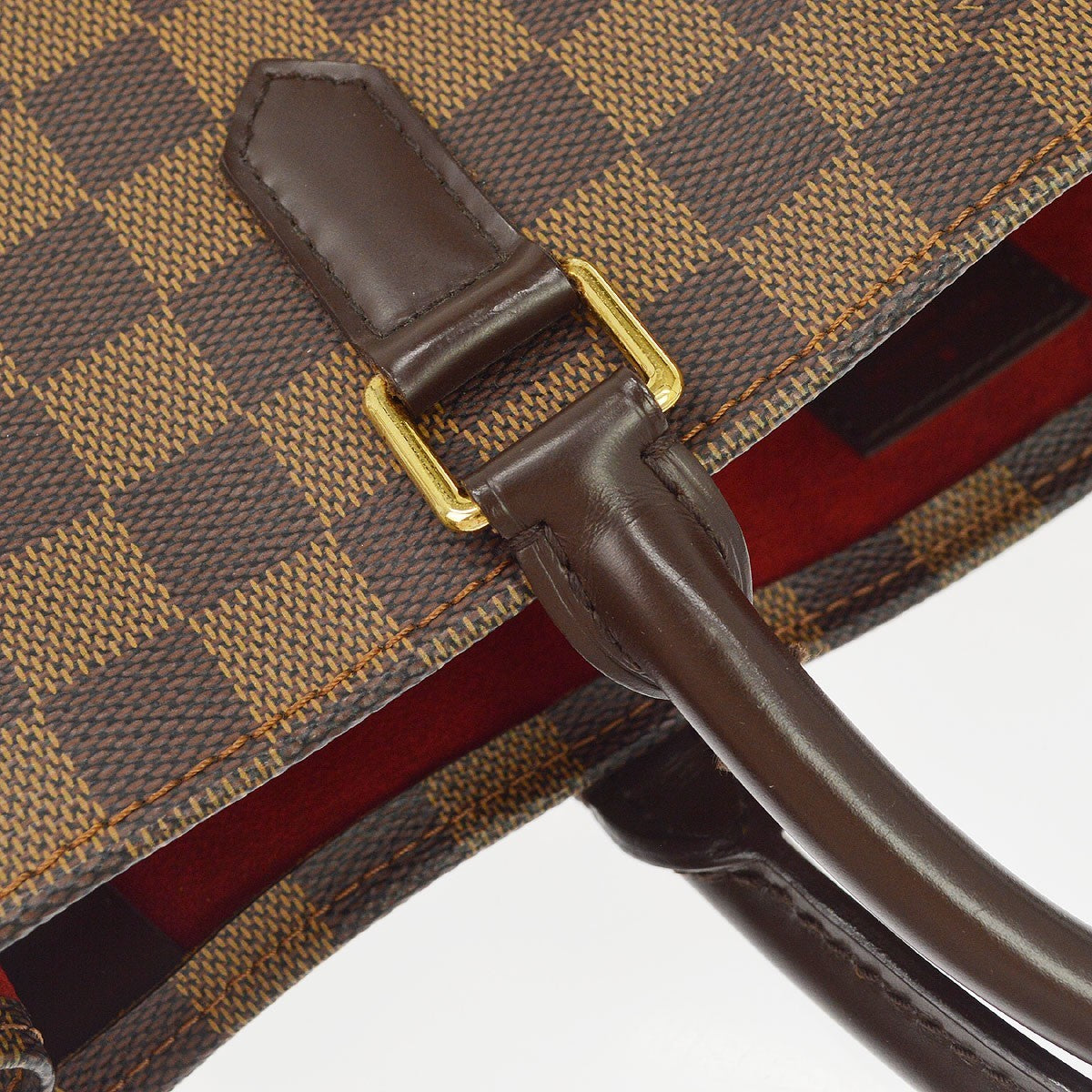 Louis Vuitton Sac Plat Damier, Brown, Canvas, Handbag