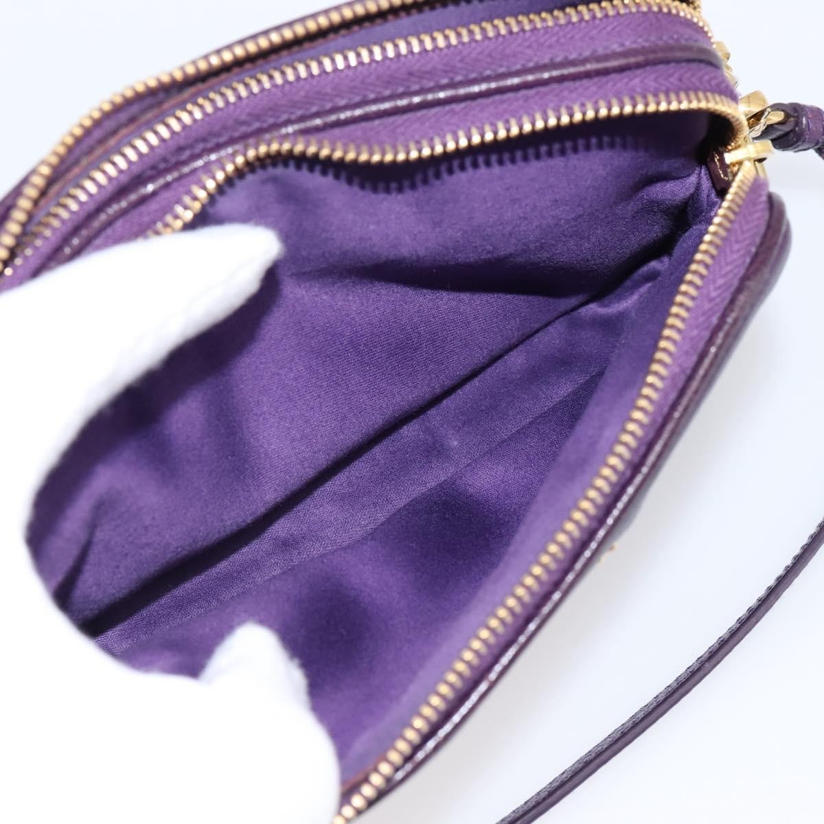 Miu Miu Double Zip Pochette Printed Leather, Purple, Leather, Clutch